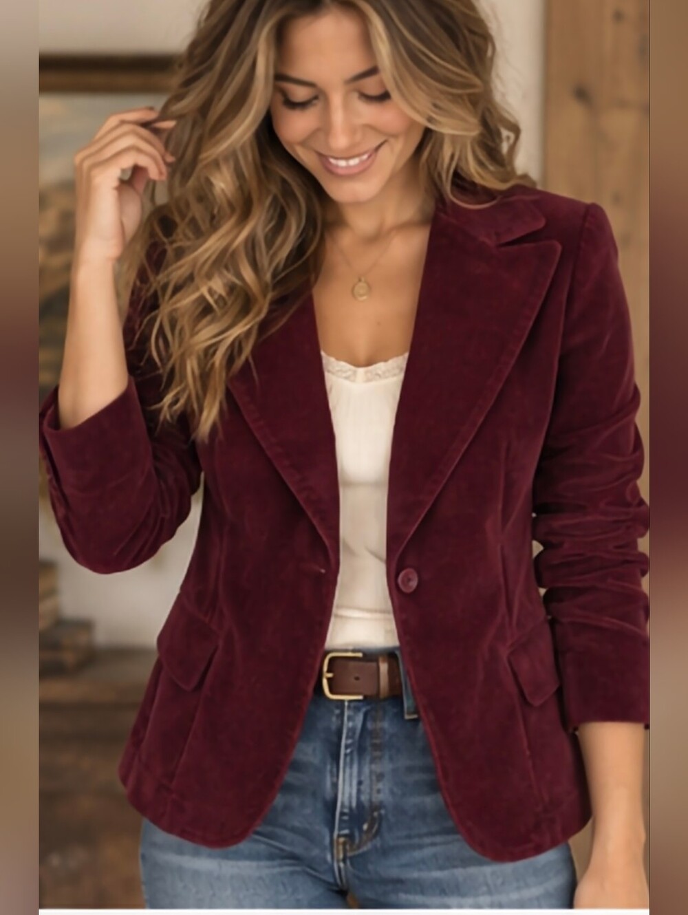 Briggs New York Burgundy Corduroy Blazer Jacket Women’s Size 12 Wine Y2K